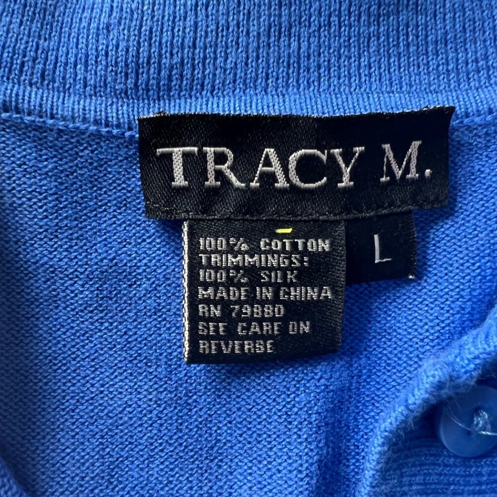 Tracy M. Blue Ruffled Cardigan Size L - Picture 5 of 9